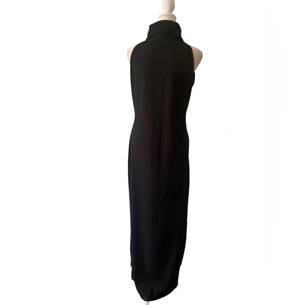 NWOT Bebe Women Black High-Neck Maxi Dress, Large, 92%polyester, 8 Spandex - Picture 2 of 12